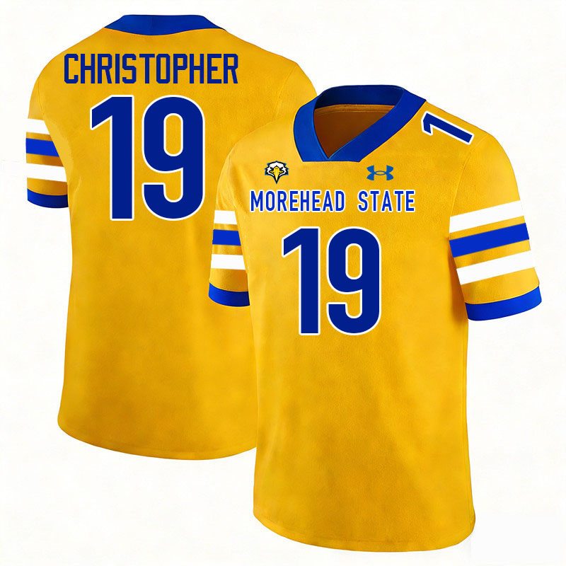 Morehead State Eagles #19 John Christopher College Football Jerseys,Uniforms-Gold